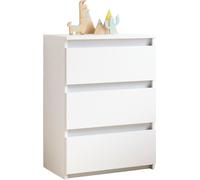 YUMEBLY Commode à 3 tiroirs | 51,5x70,8x33,5 cm | Armoire pour vêtements, documents, petites choses | Chambre à coucher, salon, bureau | Blanc