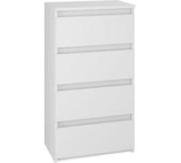 YUMEBLY Commode avec 4 tiroirs | 51,5x92,7x33,5 cm | Armoire pour vêtements, documents, petites choses | Chambre à coucher, salon, bureau | Blanc
