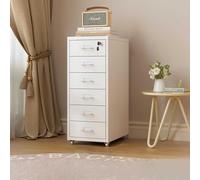 YUMEIGE Classeur vertical adapté aux familles avec serrure, armoire de rangement autonome sous le bureau (blanc, cinquième étage)