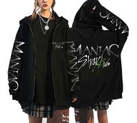 Yumenam Femme Manches Longues Zippé Sweat Kpop Maniac Imprimé Sweat à Capuche Cardigan Y2K Goth Harajuku Hoodie Veste E-Girl Streetwear