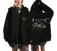 Yumenam Femme Manches Longues Zippé Sweat Kpop Maniac Imprimé Sweat à Capuche Cardigan Y2K Goth Harajuku Hoodie Veste E-Girl Streetwear