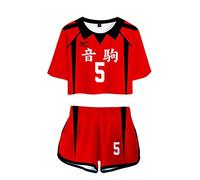 Yumenam Haikyuu!!Fille Volleyball Junior 3D Impression Crop Top & Shorts 2 Pièces Ensembles Manches Courtes T-Shirt + Shorts Sport Ensembles Cosplay Karasuno Hinata Shoyo ageyama Tobio