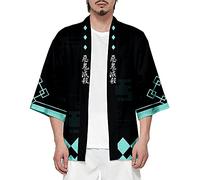Yumenam Unisexe Kimono de Demon Slayer Kimetsu no Yaiba Sakonji Douma Kibutsuji Muzan Rui 3D Imprimé Manches 3/4 Casual Costume Cosplay Cardigan Top Veste Cape Jacket Sweatshirt Pullover