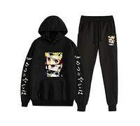 Yumenam Unisexe Survêtement 2pcs Ensemble Kimetsu No Yaiba Tanjirou Nezuko Zenitsu Inosuke 3D Impression Manches Longues Casual Sweat à Capuche Hoodie + Pantalon Outfit pour Demon Slayer Anime Fans