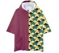 Yumenam Unisexe T-Shirts à Capuche Kimetsu No Yaiba Nezuko Kamado Impression Manches Courtes Col Rond L'été Casual Tee Shirt Tops Hauts pour Anime Fans