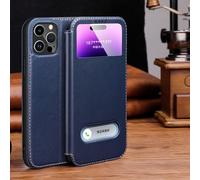YUMESS Étui de téléphone de Luxe en Cuir avec fenêtre à Vue Claire pour iPhone 14 13 12 11 Pro Max XR XS X 7 8 Plus SE 2020 2022 Housse à Rabat magnétique, Bleu, pour iPhone 13