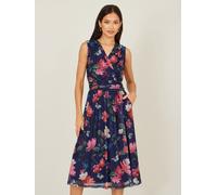 Yumi Robe mi-longue Yumi en maille extensible à imprimé fleuri flou avec poches Bleu EU 48 (UK 20)