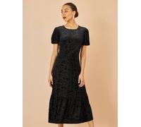Yumi Yumi Black Chrome Velvet Spot Print Twist Knot Waist Midi Dress Black Chrome 44