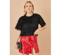Yumi Yumi Black Fringe Relaxed Fit Top