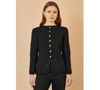 Yumi Yumi Black Knitted Fitted Button Down Peplum Cardigan
