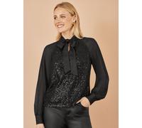 Yumi Yumi Black Sequin Pussy Bow Top