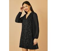 Yumi Yumi Black Sequin Tunic With Tie Back And Sheer Sleeves Black 10