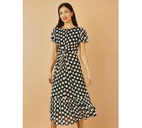Yumi Yumi Black Velvet Spot Print Twist Knot Waist Midi Dress Black EU 42 (UK 14)