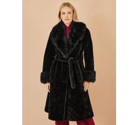Yumi Yumi Black Wrap Faux Fur Coat With Oversize Collar