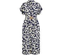 Yumi Yumi Blue Abstract Animal Print Relaxed Midi Shirt Dress With Belt Blue EU 44 (UK 16)