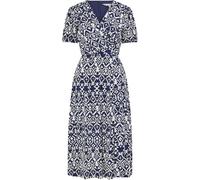 Yumi Yumi Blue Ikat Print Midi Dress With Split Hem Blue EU 42 (UK 14)