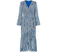 Yumi Yumi Blue Paisley Dipped Hemline Midi Dress With Open Long Sleeves Blue 14
