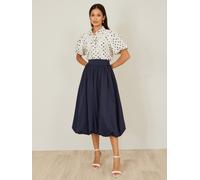 Yumi Yumi Blue Satin Bubble Hem Midi Skirt Blue EU 40 (UK 12)