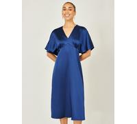 Yumi Yumi Blue Satin Midi Kimono Dress Blue 46