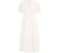 Yumi Yumi Cream Broderie Anglaise 100% Cotton Midi Dress With Split Hemline Cream 14