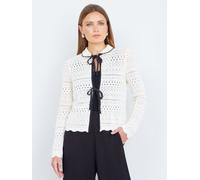 Yumi Yumi Cream Crochet Knitted Cardigan With Peter Pan Collar