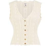 Yumi Yumi Cream V-Neck Button Down Crochet Knitted Top