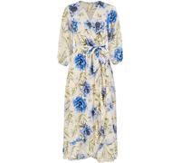 Yumi Yumi Cream Vintage Floral Wrap Midi Dress With Frill Cream 10