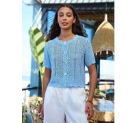 Yumi Yumi Crochet Short Sleeve Cardigan bleu M (FR 42-44)