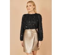 Yumi Yumi Gold Faux Leather Wrap Mini Skirt Gold EU 40 (UK 12)
