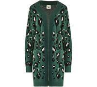 Yumi Yumi Green Animal Intarsia Long Cardigan