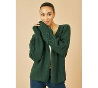 Yumi Yumi Green Edge to Edge Cardigan With Flower Detail Sleeves