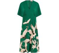 Yumi Yumi Green Fabric Crane Print Kimono Midi Dress Green EU 46 (UK 18)