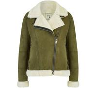 Yumi Yumi Green Faux Suede And Shearling Biker Jacket