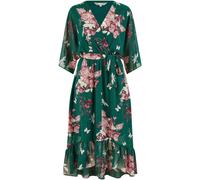 Yumi Yumi Green Floral Kimono Dipped Hem Dress Green EU 38 (UK 10)