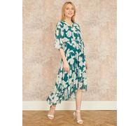Yumi Yumi Green Kimono Sleeves Midi Dip Hem Wrap Midi Dress Green EU 36 (UK 8)