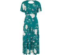 Yumi Yumi Green Mesh Bird And Floral Print Midi Dress With Ruffles Green 12