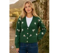 Yumi Yumi Hand Embroidered Chunky Knitted Cardigan vert M (FR 42-44)