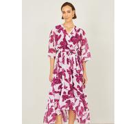 Yumi Yumi Kimono Sleeves Mi-long Dip Hem Wrap Mi-long Robe Rose EU 38 (UK 10)