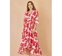 Yumi Yumi Kimono Sleeves Mi-long Dip Hem Wrap Mi-long Robe Rouge 12