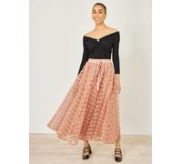 Yumi Yumi Pink Spot And Rose Tulle Skirt Pink EU 42 (UK 14)