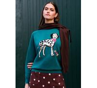 Yumi Yumi Pull décontracté avec intarsia dalmatien bleu M (FR 42-44)