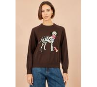 Yumi Yumi Pull décontracté avec intarsia dalmatien Brun L (FR 46-48)