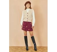 Yumi Yumi Red Corduroy Embroidered Squirrel Mini Skirt Red EU 42 (UK 14)