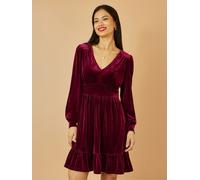 Yumi Yumi Red Velvet Long Sleeve Skater Dress Red EU 38 (UK 10)