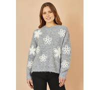 Yumi Yumi Relaxed Jumper With Crochet Flowers Gris M (FR 42-44)