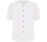 Yumi Yumi White Pleated Short Sleeve 100% Cotton Shirt White EU 44 (UK 16)