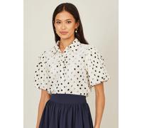 Yumi Yumi White Polka Dot Lace Boxy Shirt White EU 38 (UK 10)