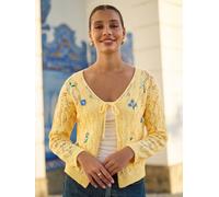 Yumi Yumi Yellow Embroidered Pointelle Cardigan
