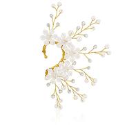 Yumikoo Boucle d'oreille elfe faite à la main avec fleur pour femme (blanc), Zinc, Pas de gemme