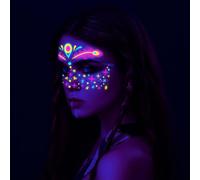 YUMILI Autocollant de visage fluorescent imperméable à l'eau éclairant autocollant de tatouage accessoires d'art corporel autocollant de transfert d'eau pour festival de musique (FA-013)
